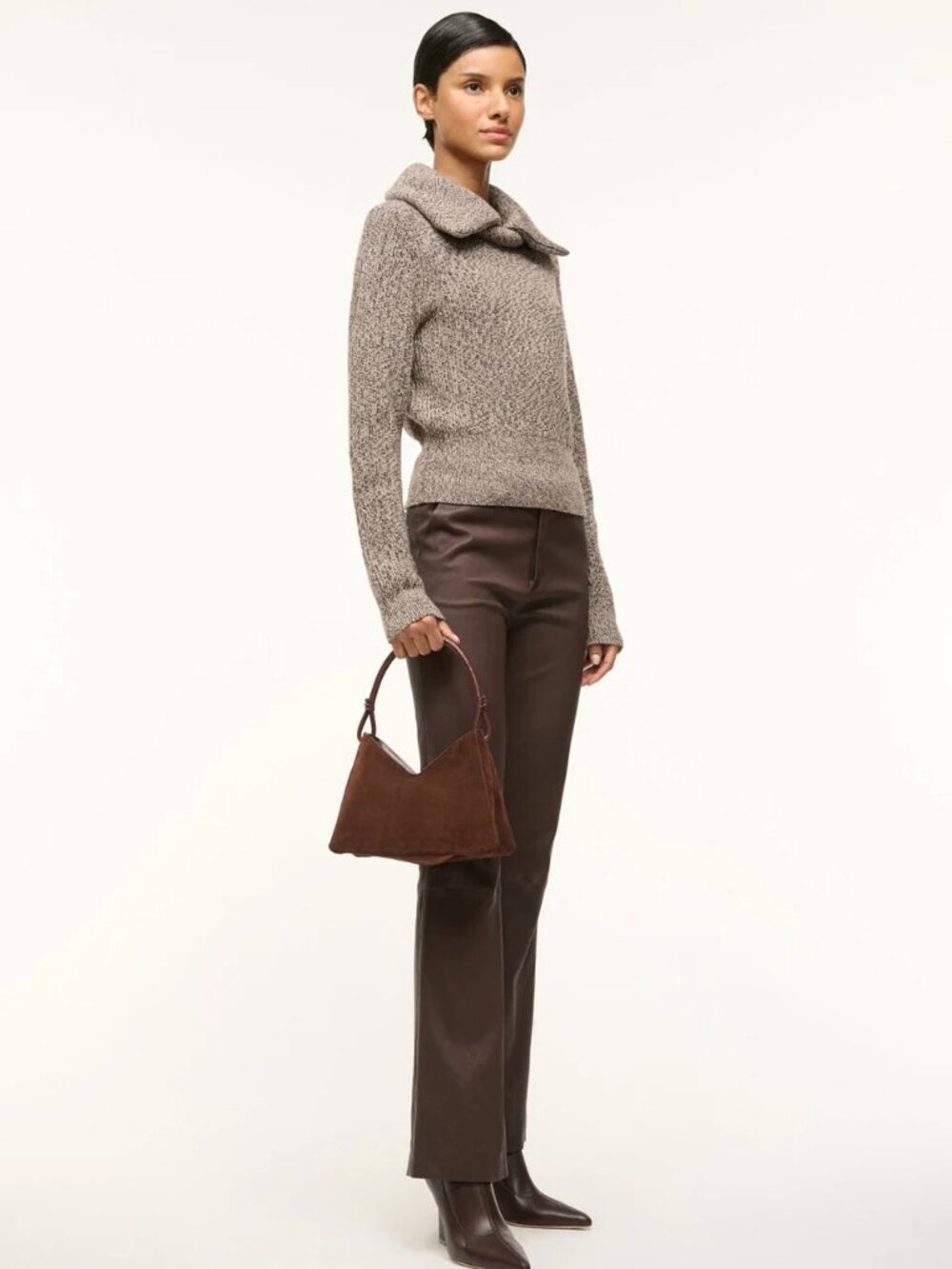 Staud Valerie Shoulder Bag in Mahogany Suede - Picture 4 of 12